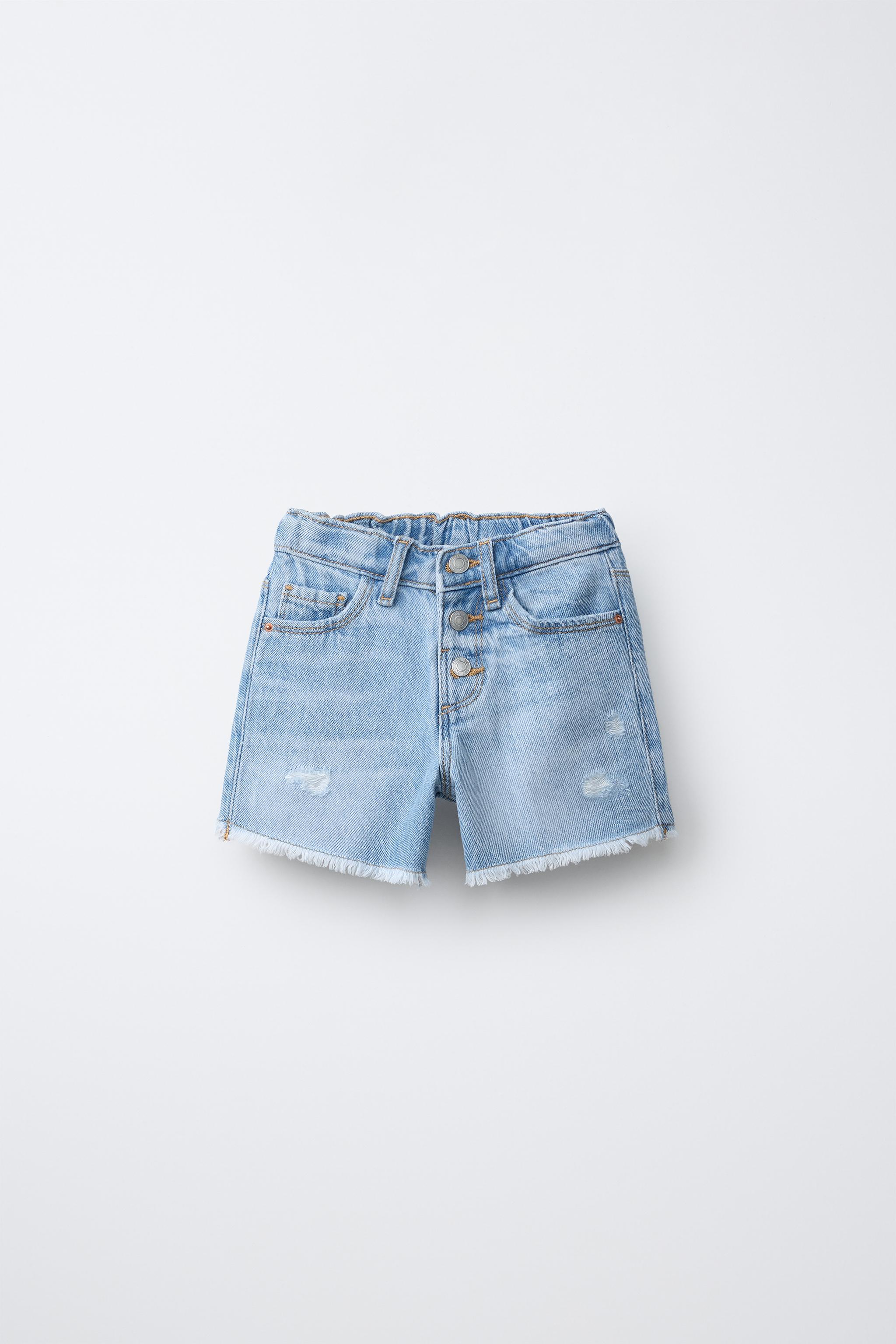 RIPPED DENIM SHORTS - Light blue | ZARA United States