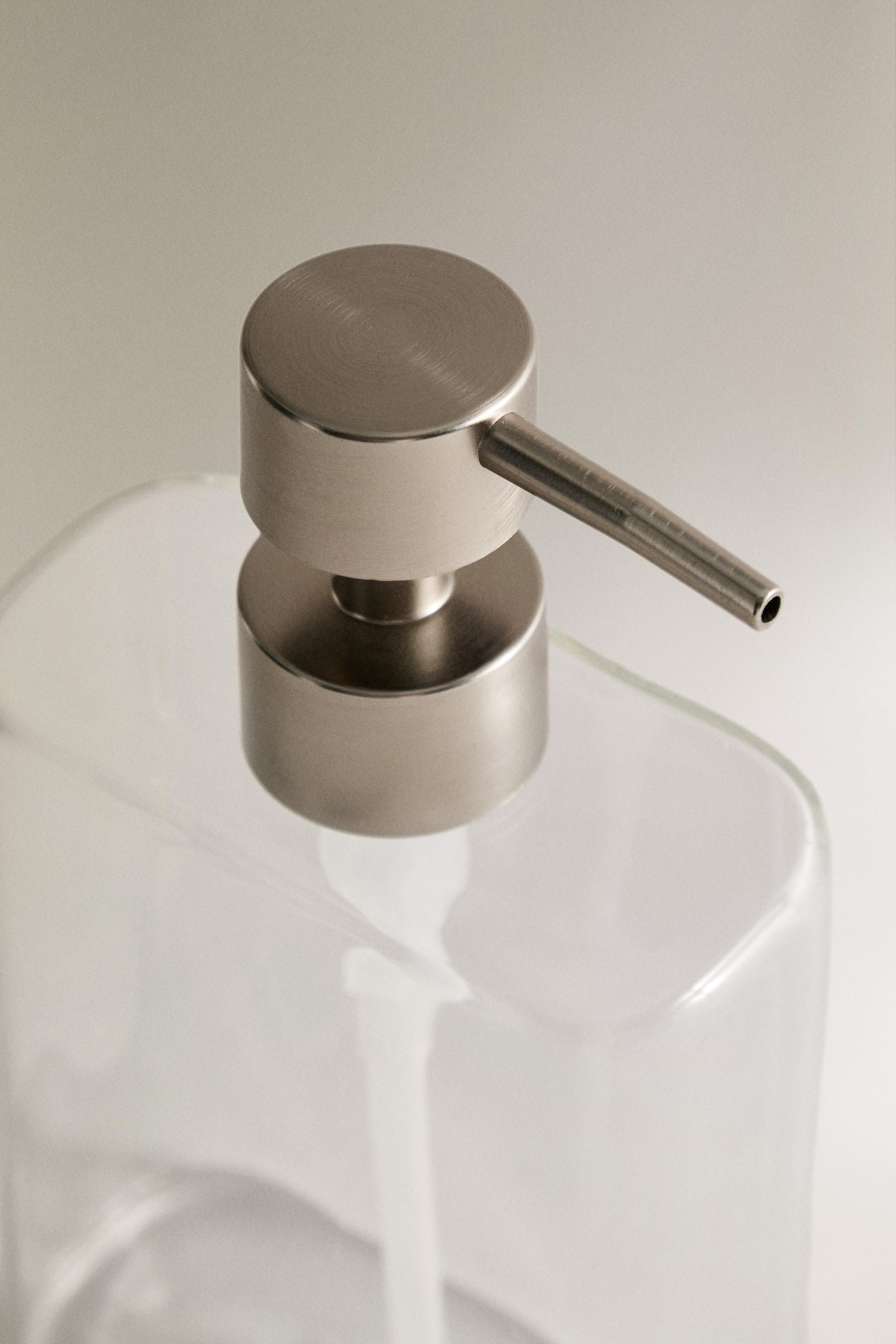 LETTER BOROSILICATE GLASS SOAP DISPENSER — Transparent