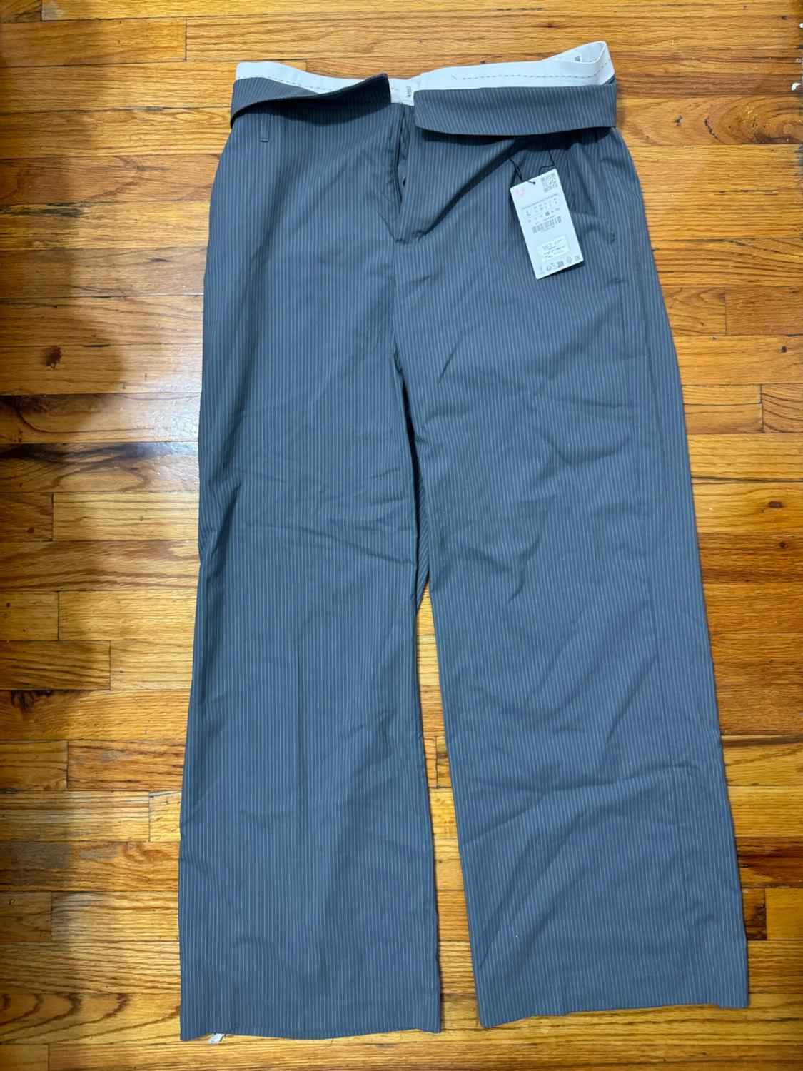 TOPSTITCHED TURNED-DOWN WAIST PANTS
