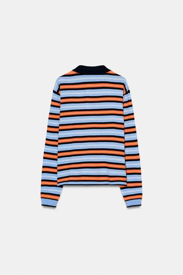 POLO EN MAILLE À RAYURES - Multicolore de Zara - Image 7