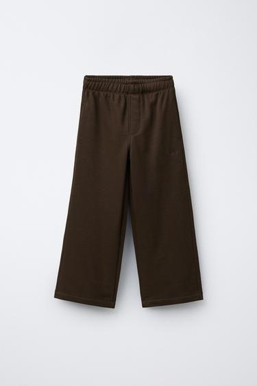 ENSEMBLE SWEAT À CAPUCHE ET PANTALON WIDE LEG BRODÉ - Marron de Zara - Image 3