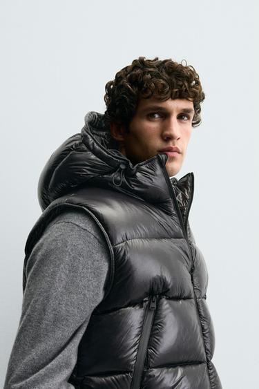 100% FEATHER DOWN PUFFER GILET - Black by Zara - Image 4