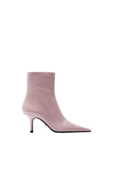 POINTED LEATHER ANKLE BOOTS