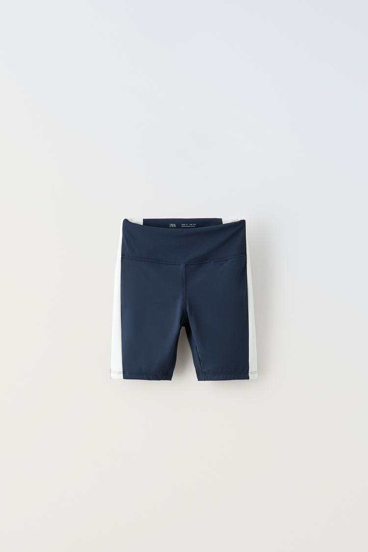 TECHNICAL CYCLING LEGGINGS WITH CONTRAST STRIPE Navy blue ZARA