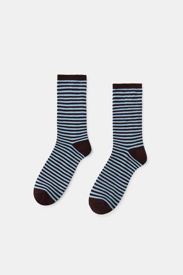 Zara STRIPED JACQUARD SOCKS - Blue - Image 0