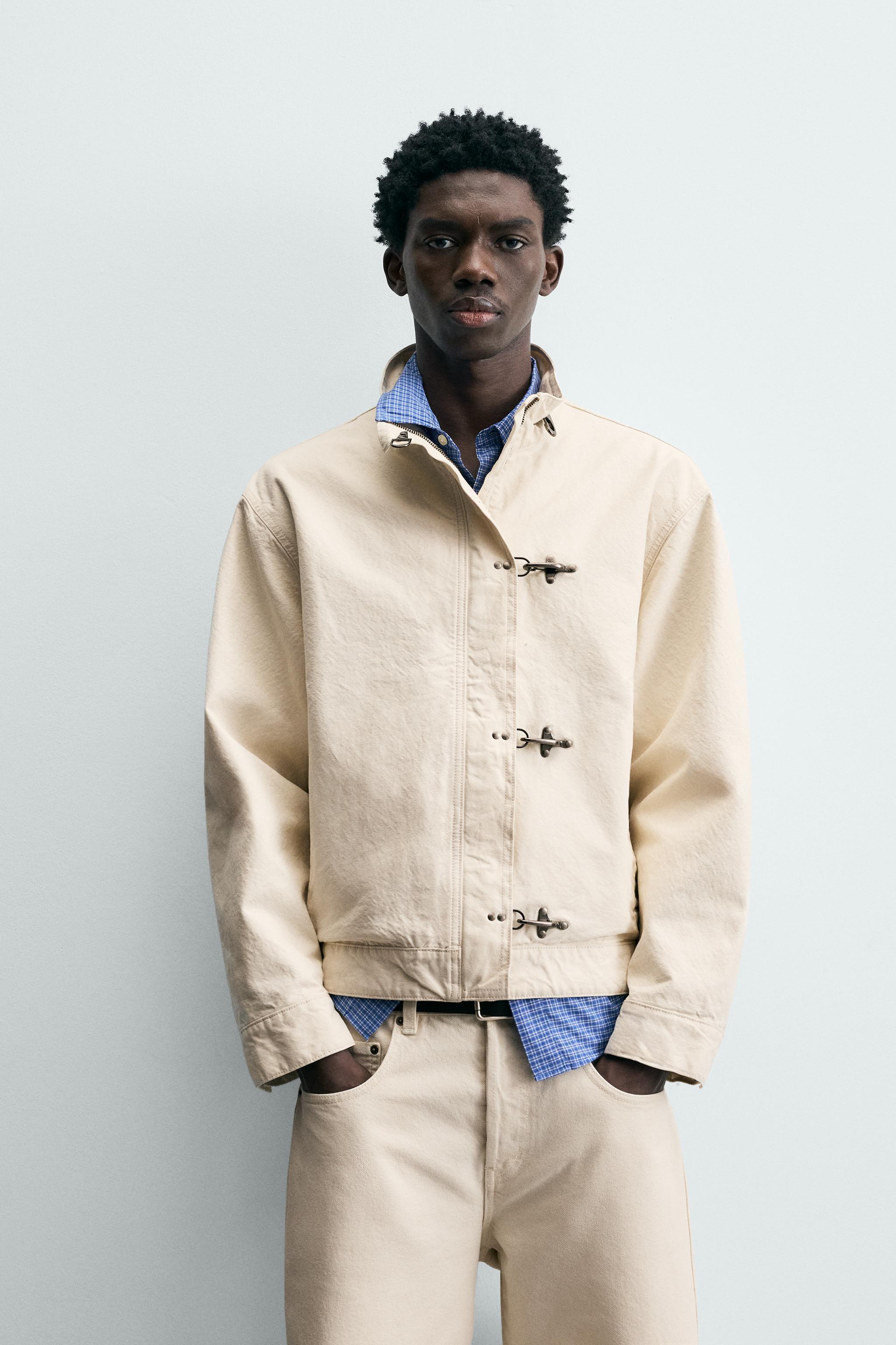DENIM JACKET WITH FIREMAN CLASP - Ecru | ZARA South Africa