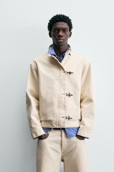 DENIM JACKET WITH FIREMAN CLASP - Ecru by Zara
