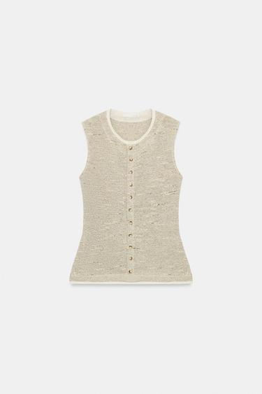TOP GILET MET KNOPEN - Grijs van Zara
