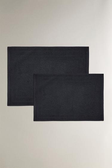 NON-SLIP COTTON BATH MAT - Black by Zara