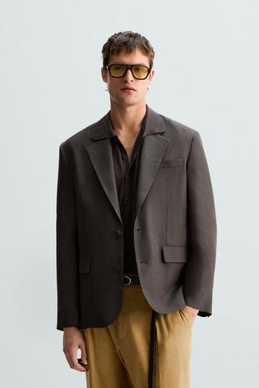 BLAZER DE TERNO VISCOSE - LINHO LIMITED EDITION - Marrom da Zara