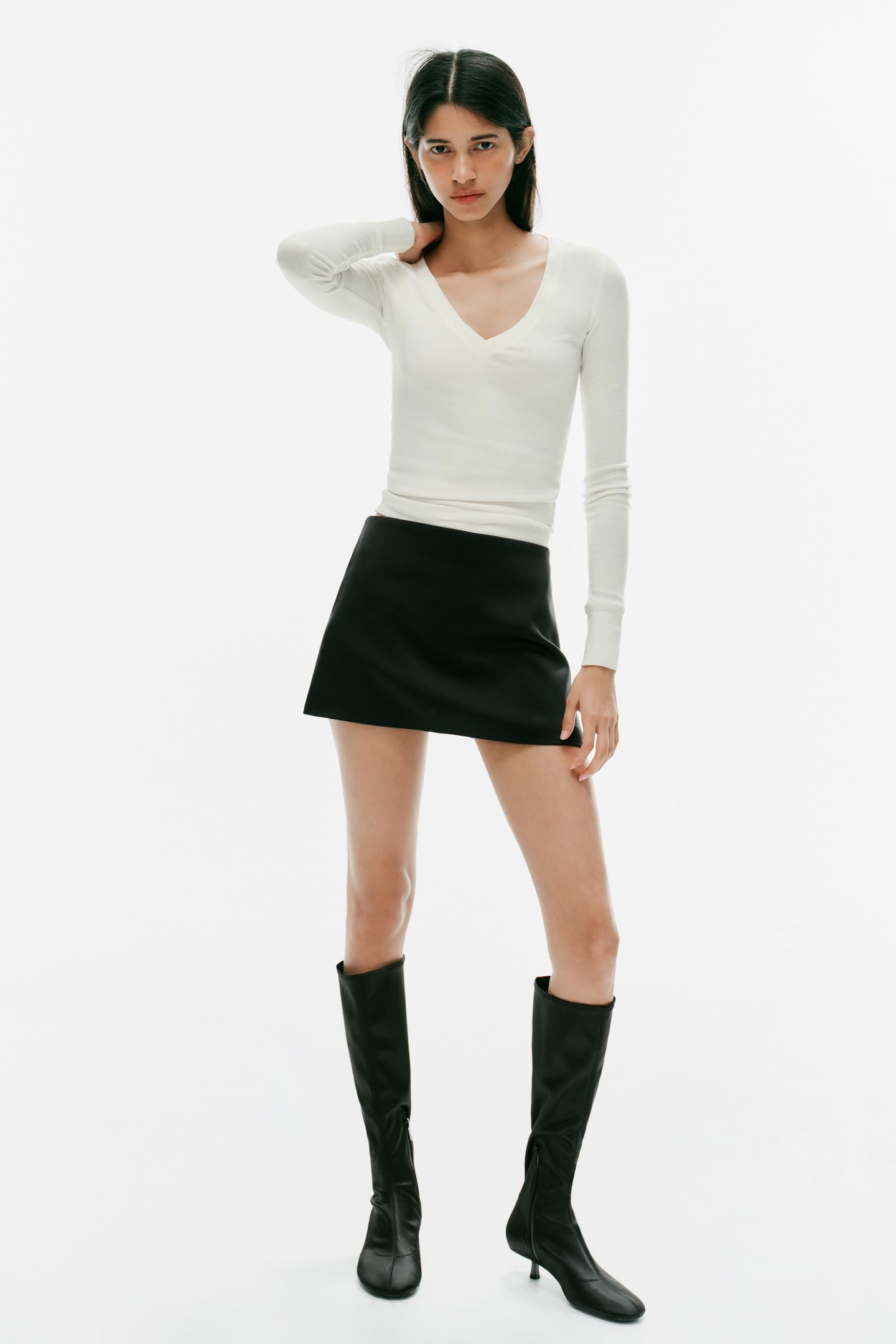 Женская юбка Zara Satin Mini, цвет: Чёрный — фото 5