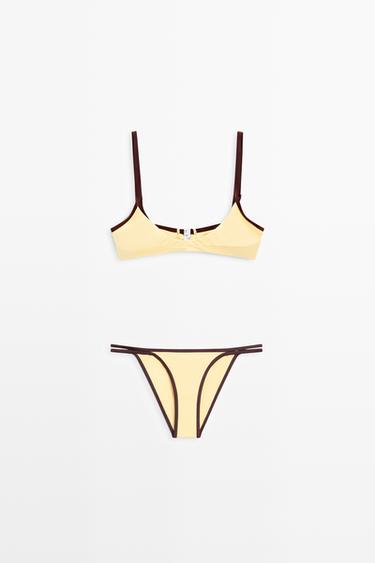 Haut de bikini contrastant - Jaune de Zara