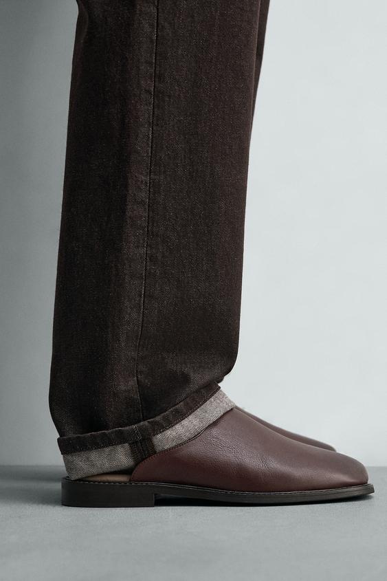 ZUECO PIEL - Rojo Burdeos de Zara - Imagen 0