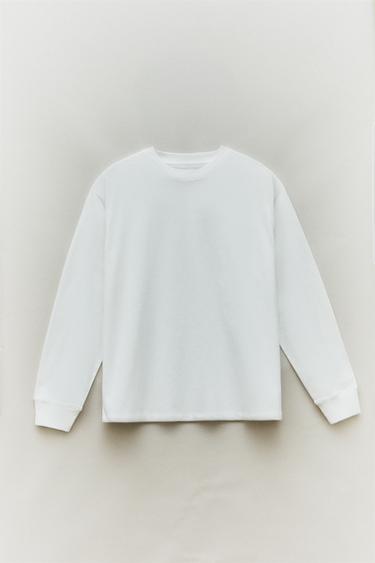 LONG SLEEVE COTTON JERSEY T-SHIRT - White by Zara - Image 4