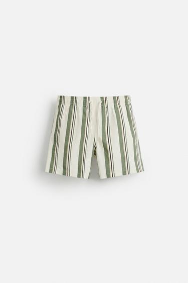 STRIPED REGULAR SWIMMING TRUNKS - Ecru by Zara