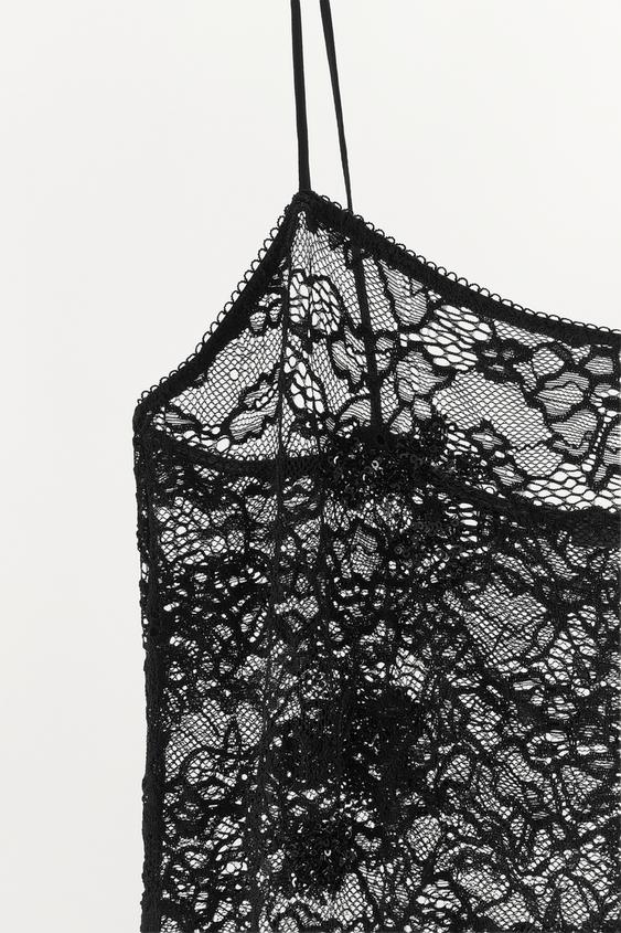 ROBE MI-LONGUE EN DENTELLE - Noir de Zara - Image 6
