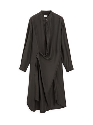 Robe midi détail fermeture 100% soie - STUDIO - Kaki foncé de Zara