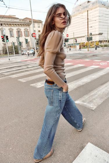 SEMI-SHEER PUFF SLEEVE KNIT TOP - Pale pink by Zara - Image 2