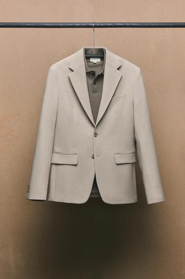 Zara SLIM FIT SUIT JACKET - Sand / Marl