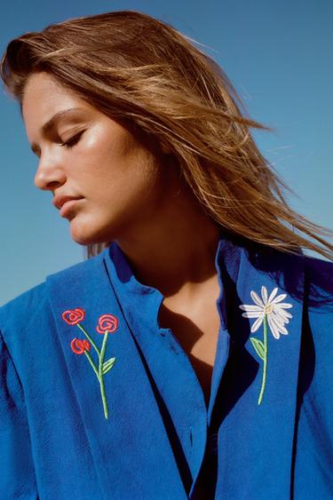 Zara EMBROIDERED JACKET - Bluish