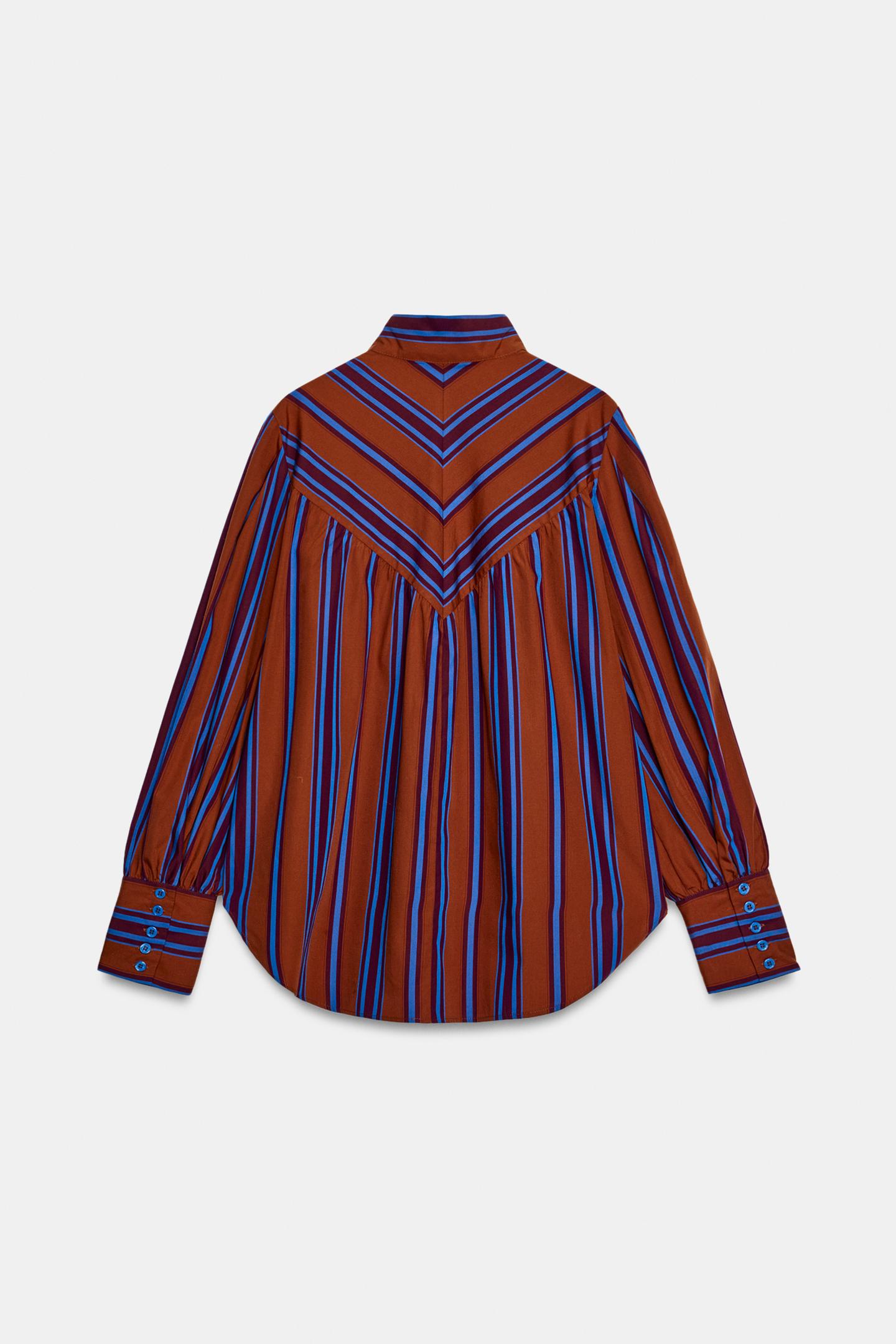 Женская рубашка Zara Striped, цвет: Разноцветный — фото 8