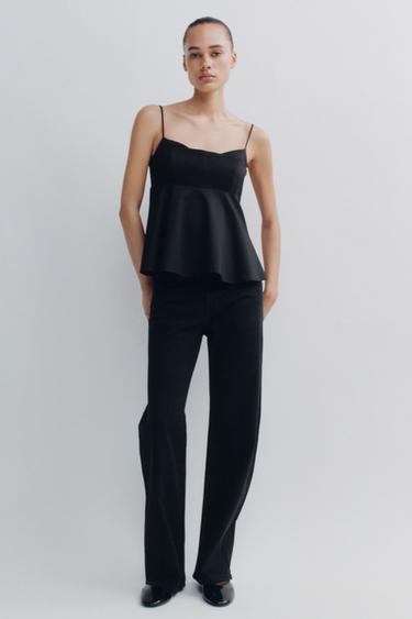 PEPLUM CAMISOLE TOP - Black by Zara - Image 0