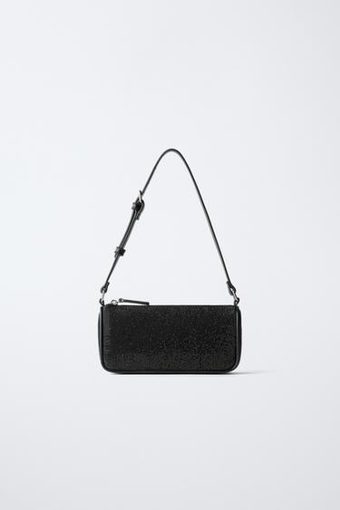 Zara SPARKLY SHOULDER BAG - Black