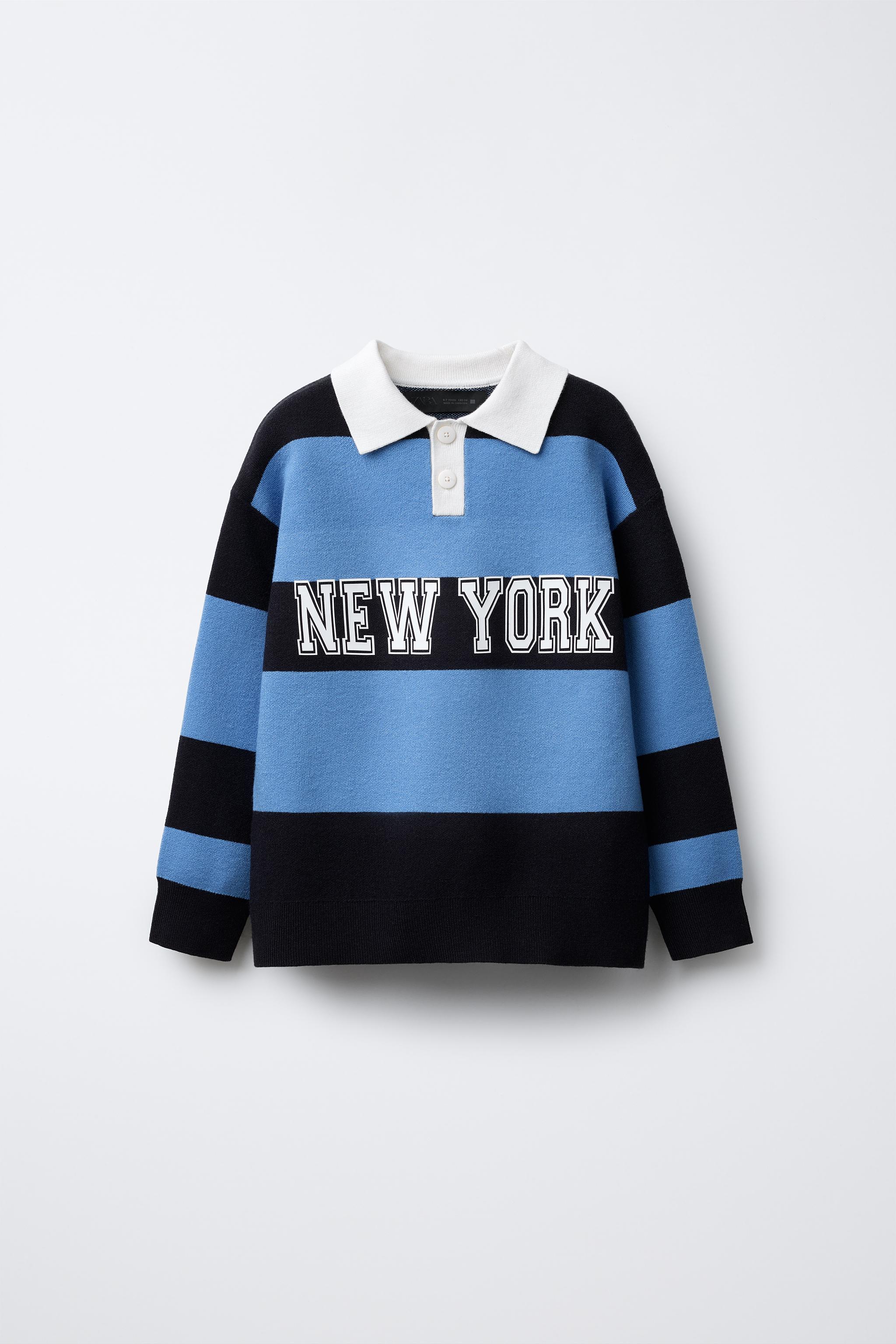 バーシティストライプポロニットセーター - ブルー | ZARA Japan