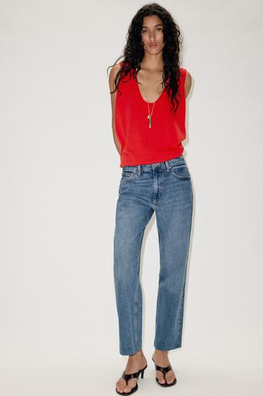 TOP PUNTO MANGA SISA - Rojo de Zara