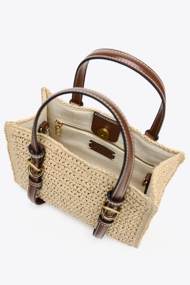 WOVEN MINI TOTE BAG - Light beige by Zara