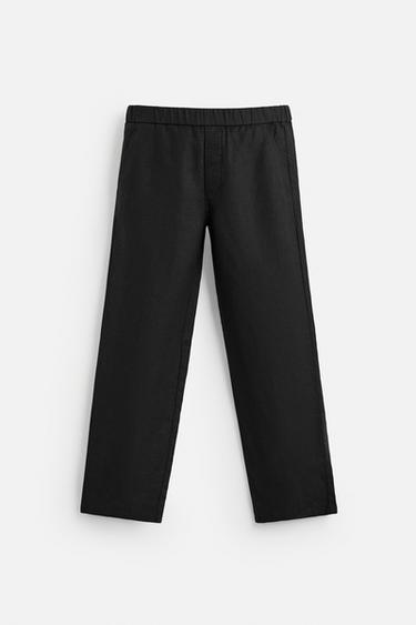 100% LINEN TROUSERS - Black by Zara