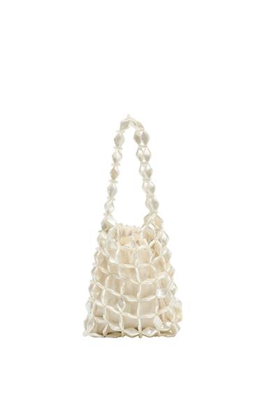 Zara FAUX MOTHER OF PEARL BUCKET BAG - Pearl gray
