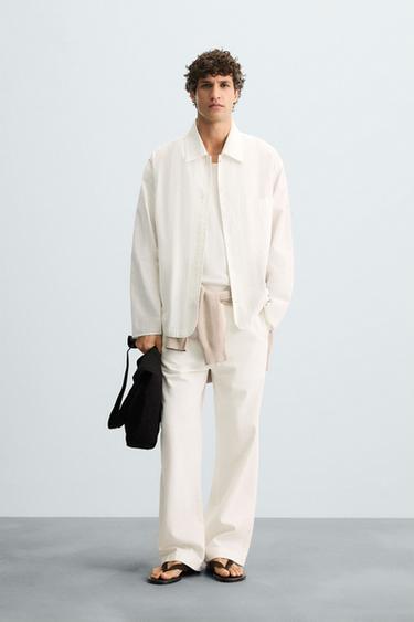 STRIPED TEXTURED SHIRT - White by Zara