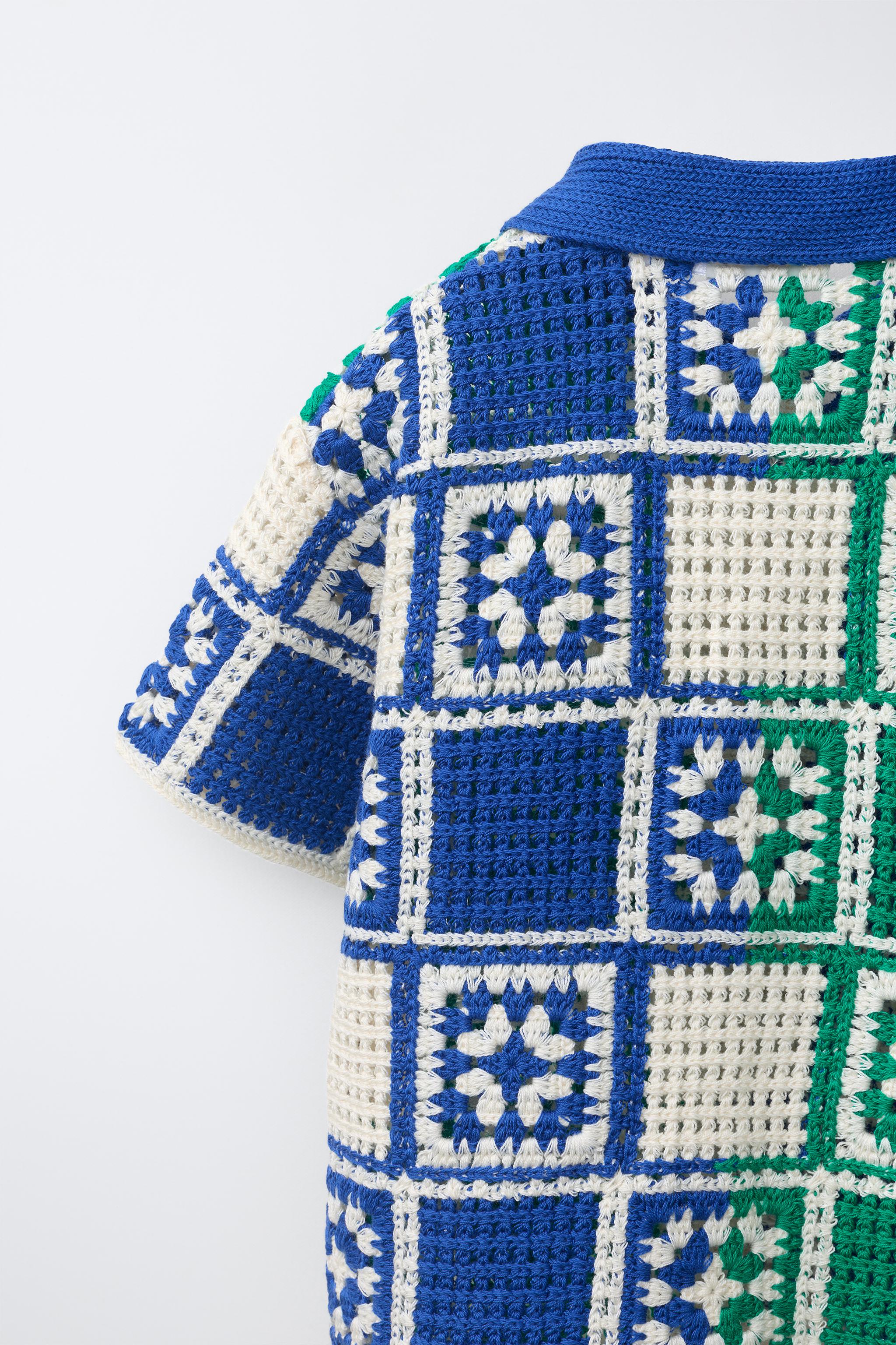 Детские рубашки Zara MOSAIC CROCHET KNIT SHIRT — фото 4