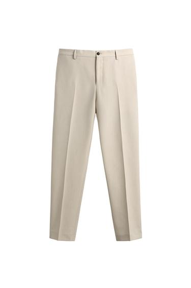 CALÇA DE TRAJE COM LÃ - Cru da Zara