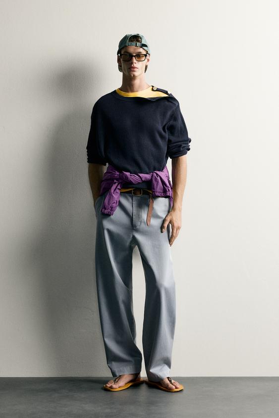 YIKAMA EFEKTLİ RELAXED FIT CHINO PANTOLON