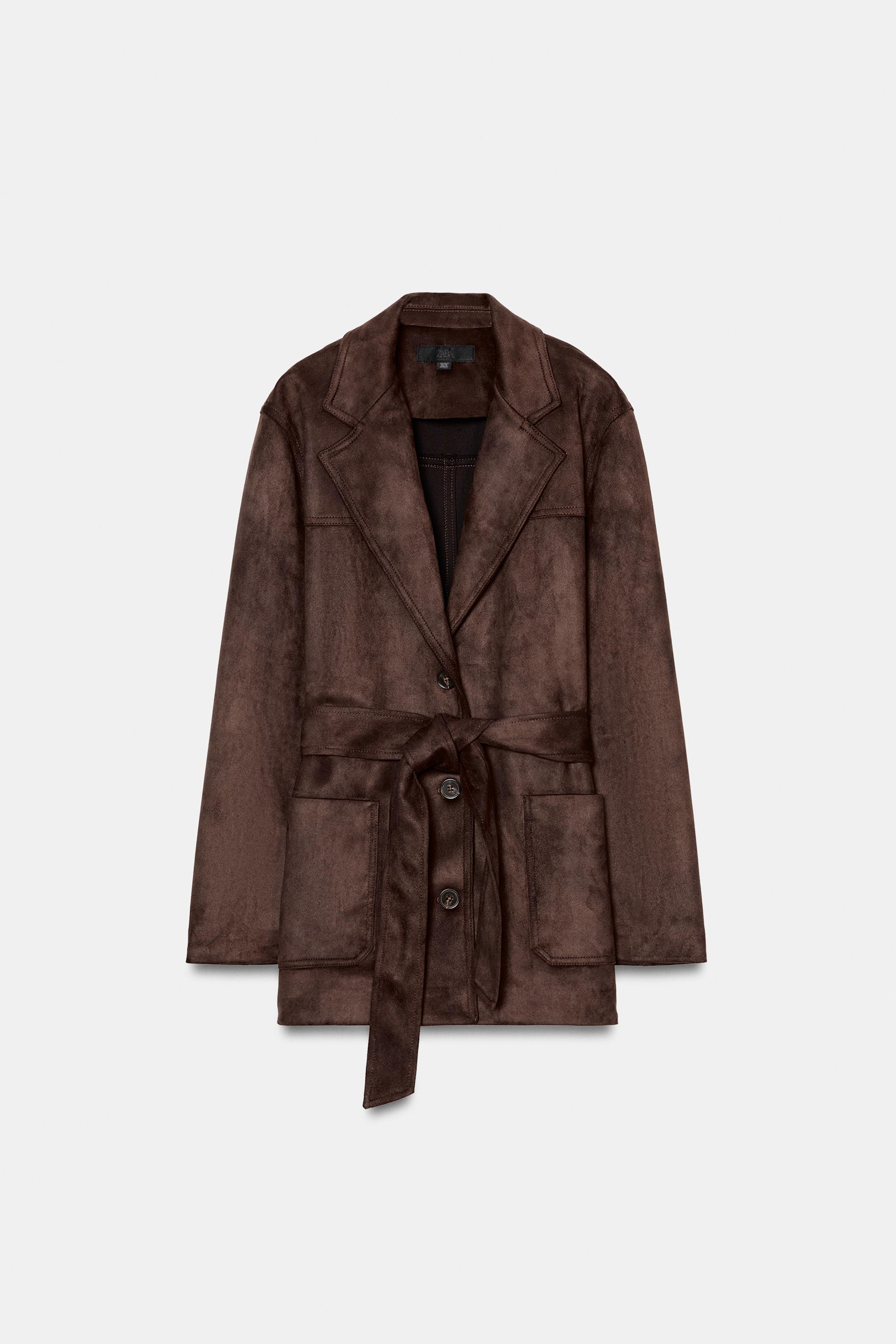 FAUX SUEDE JACKET WITH BELT