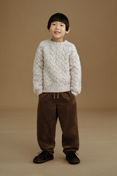 GEFÜTTERTE HOSE AUS MIKROKORD - grau-beige von Zara