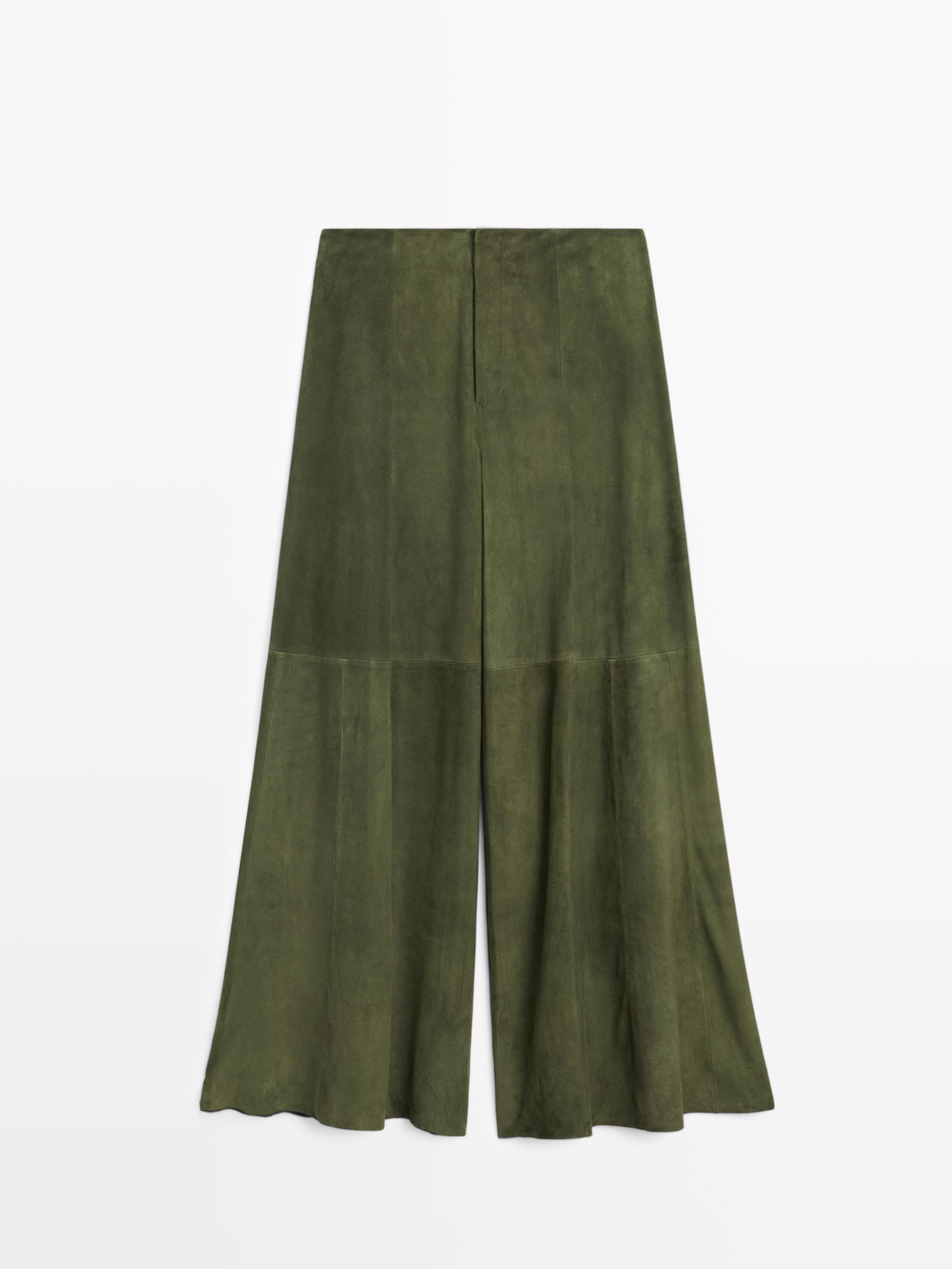 Suede leather wide-leg trousers - STUDIO