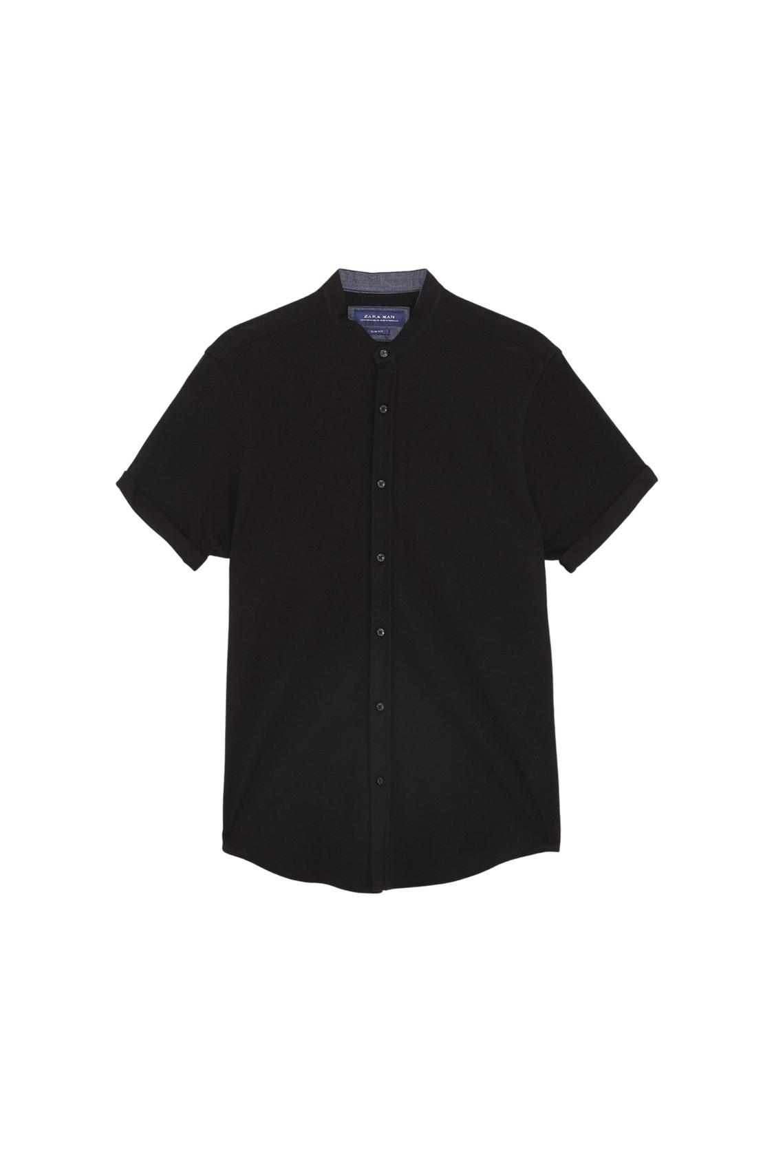 MANDARIN COLLAR PIQUÉ SHIRT - Image 5