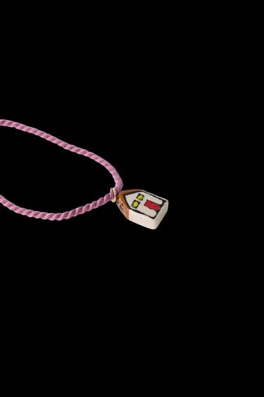 Zara CERAMIC HOUSE CORD NECKLACE - Pink