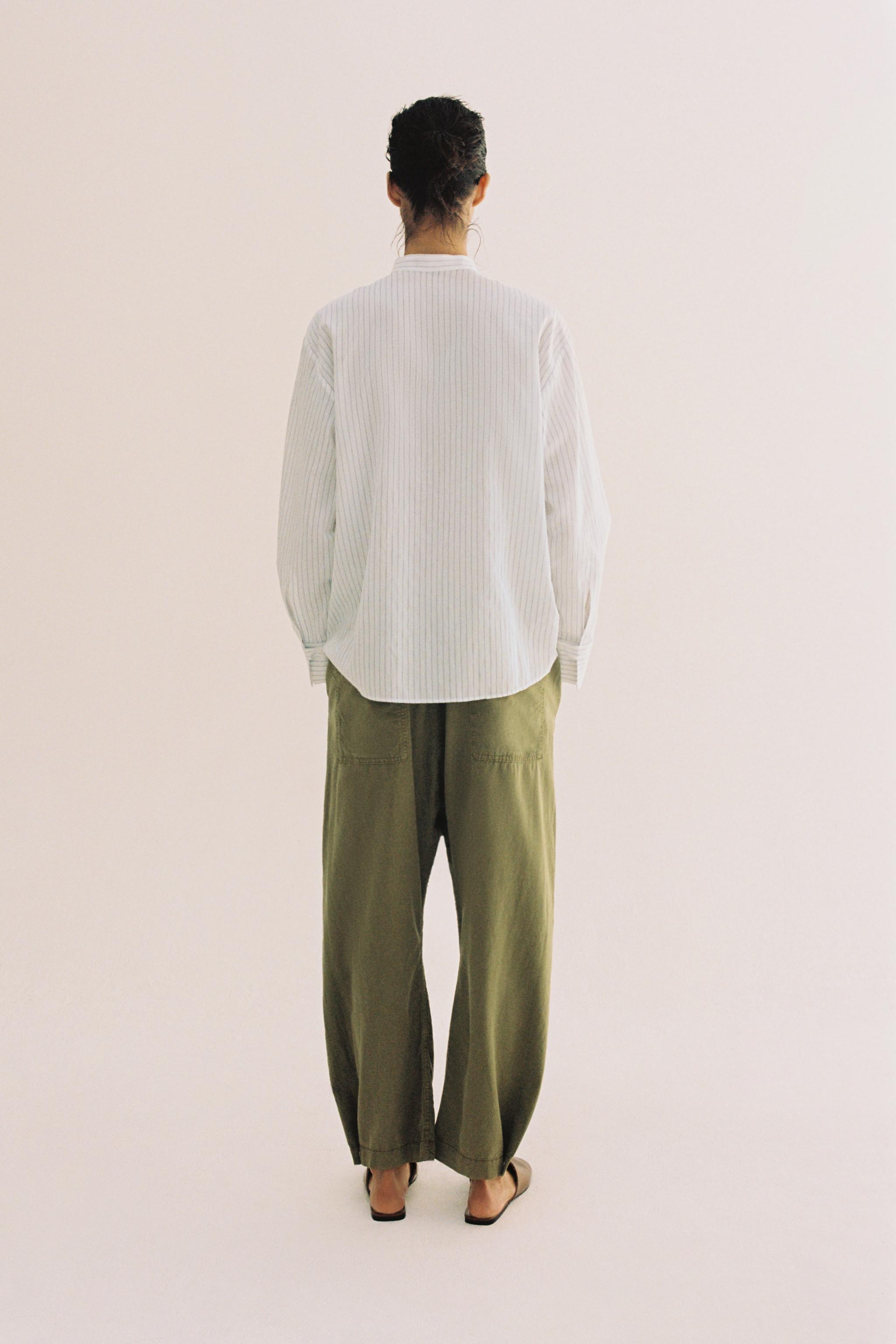 ZW COLLECTION BIB FRONT SHIRT — White / Navy