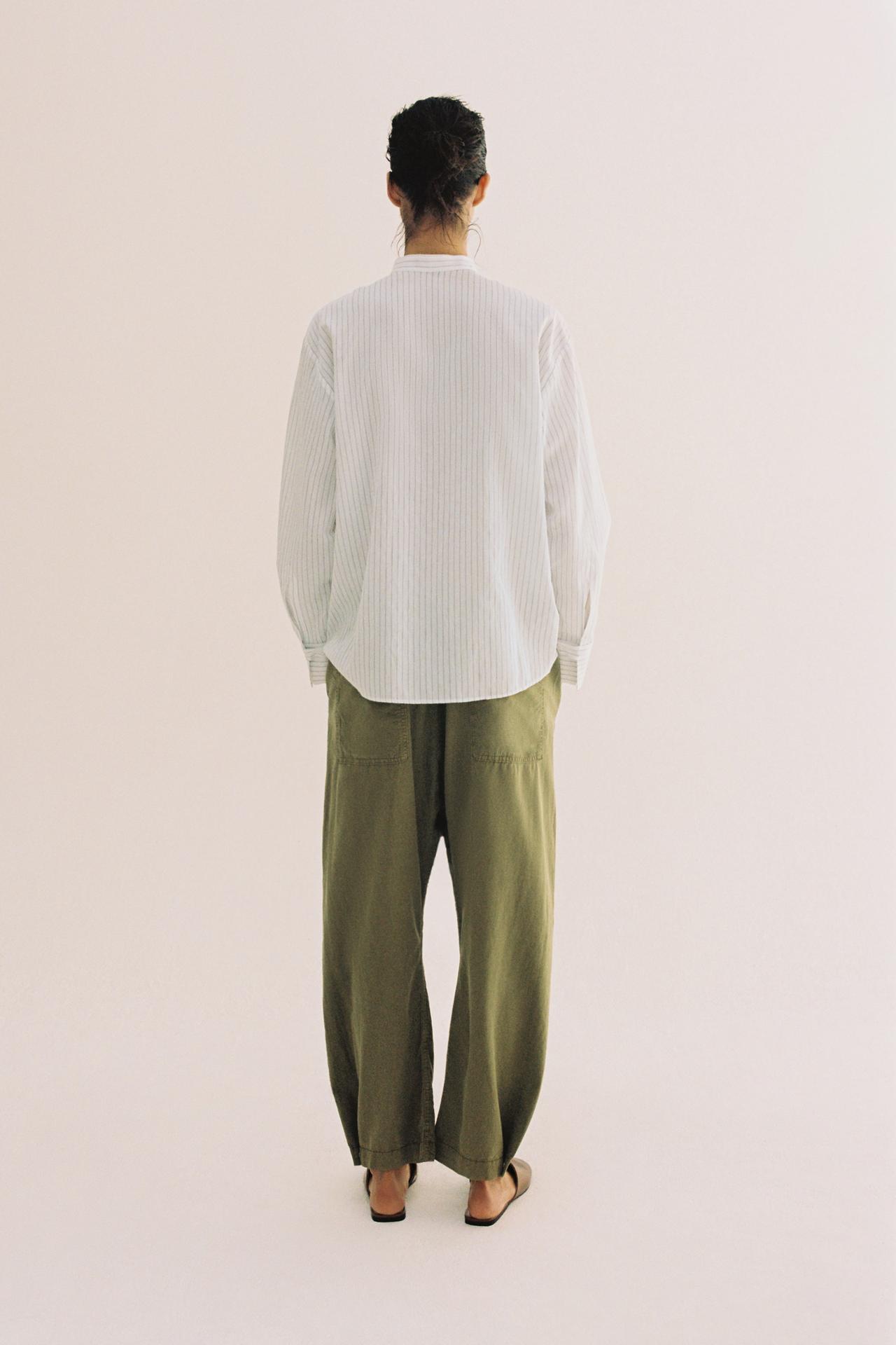 ZW COLLECTION BIB FRONT SHIRT — White / Navy