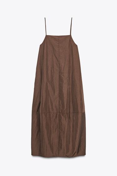 뒷면 트임 나일론 원피스 - Zara 브라운