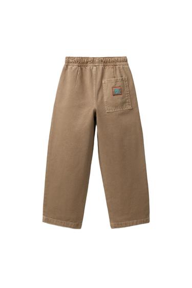 PANTALÓN  BALLOON CORTES - Camel claro de Zara