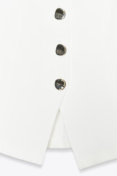 BUTTONED WAISTCOAT TOP - Oyster-white by Zara - Image 8