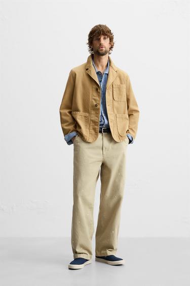 PAINT SPLATTER CHINO TROUSERS - Beige by Zara