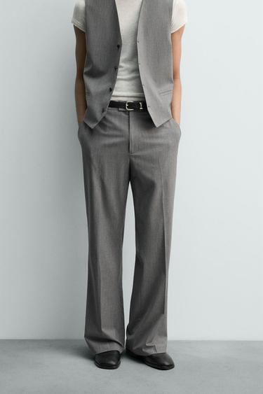 LIMITED EDITION STRIPED STRUCTURED SUIT TROUSERS - Grey by Zara