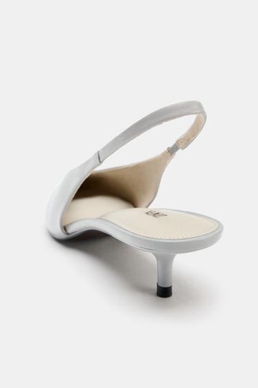 CHAUSSURES À TALONS KITTEN HEEL EN CUIR - Gris clair de Zara - Image 5