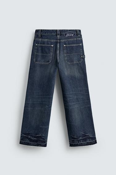 RELAXED FIT JEANS WITH FORD © PATCH - Blue by Zara